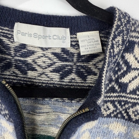 Paris Sport Club women’s wool Nordic winter tree mountain sweater. Size Large - Picture 3 of 5